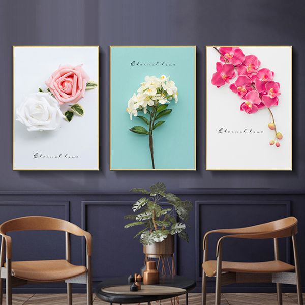 

pink flower wall art canvas painting green leaf nordic posters and prints home decoration wall pictures for living room decor