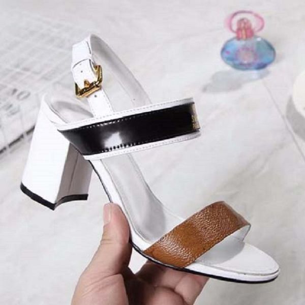 

newlassic high heeled sandals wedge heel luxury designer cowboy woman shoes metal buckle for parties occupation sandals 008 24, Black