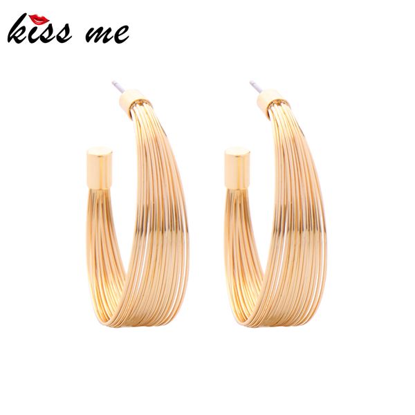 

kissme hyperbole layered iron circle hoop earrings gold color earrings for women gifts fashion jewelry accessories wholesale, Golden;silver