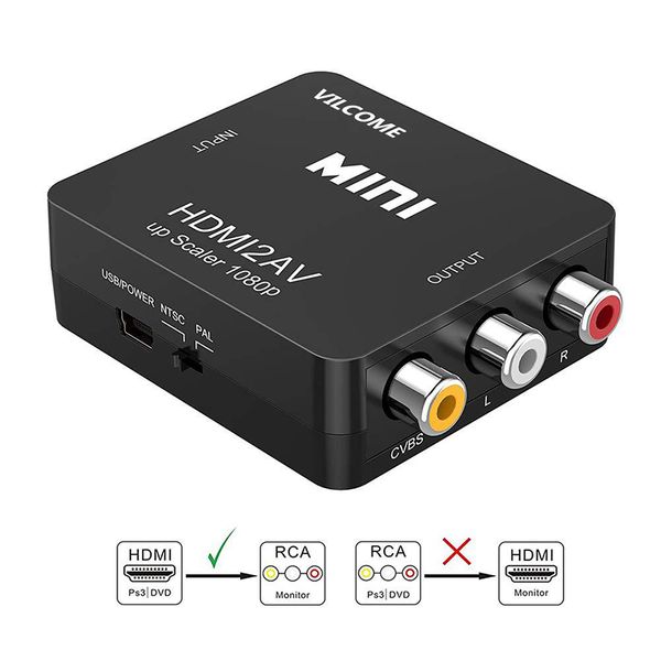 

hdmi to av scaler adapter hd video converter box hdmi to rca av/cvsb l/r video 1080p hdmi2av support ntsc pal