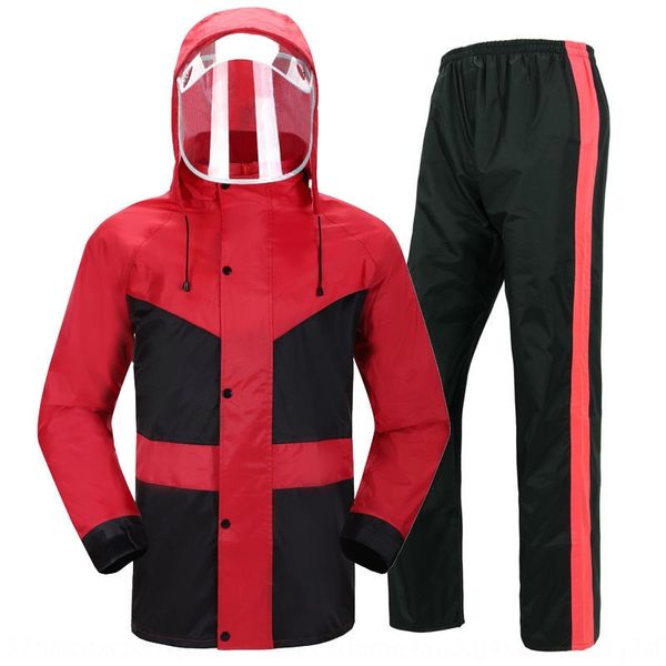 

bakcc poncho raincoat men's and women's double-deck electric car raincoat and rain pants suit motorcycle motorcyclepants suit moto, Red;brown