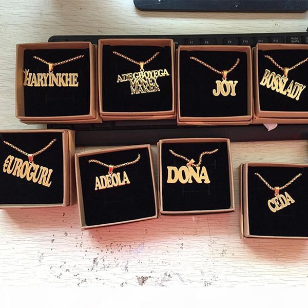 

e stainless steel charm personalized name necklace men jewelry punk style gold chain nameplate collier femme custom gift, Silver