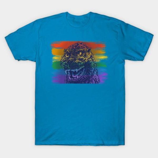 

pride of the king of monsters godzilla t-shirt men cotton fashion, Gray;blue