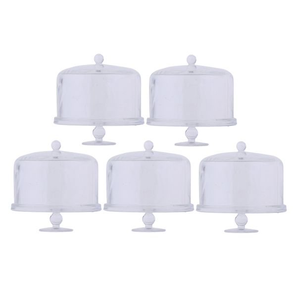 

5pcs 1/12 miniature transparent cake plate dollhouse west point tray with lid