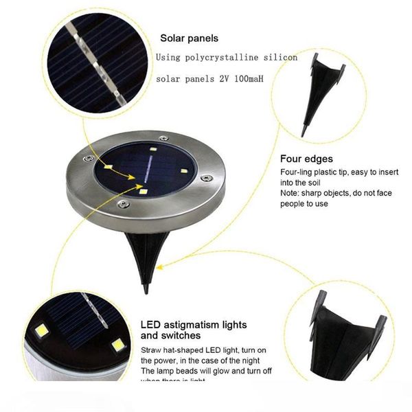 

solar powered ground lights 4led solar path lamp garden pathway outdoor in-ground lights for yard driveway lawn road