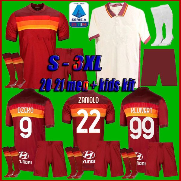 

roma soccer jerseys as de rossi roma perotti rome totti dzeko zaniolo 20 21 football shirt 2020 2021 + kids kit uniforms mail, Black;yellow