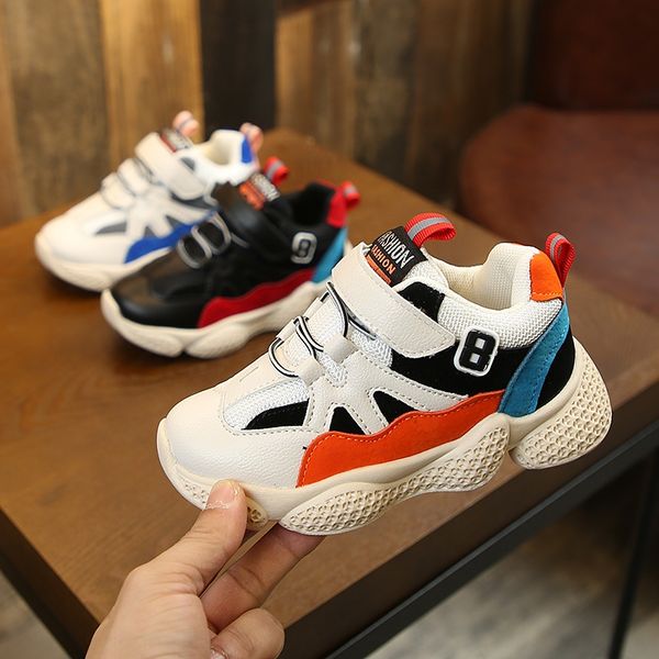 

girls' 2020 new sports sports children's ins super-fire sneakers season single shoes anti-skid korean boys' father shoes, Black