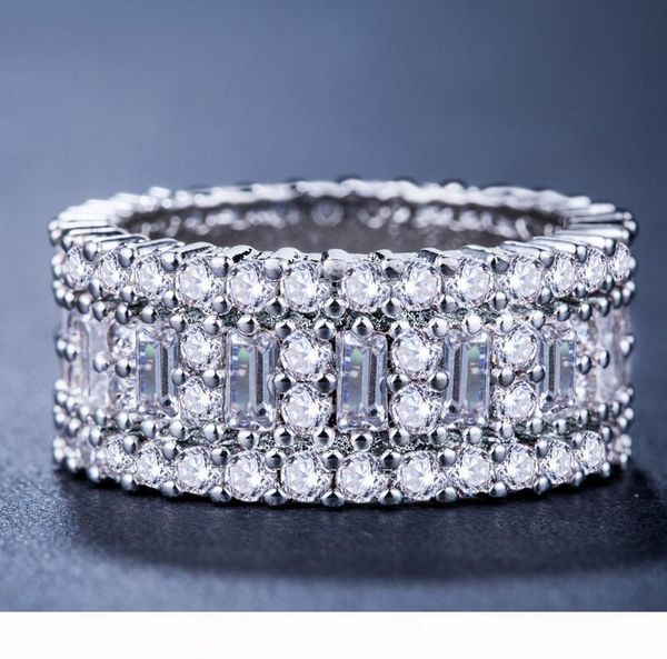 

f victoria wieck new arrival luxury jewelry circle rings 925 sterling silver princess z cz diamond eternity wedding band ring for w, Slivery;golden