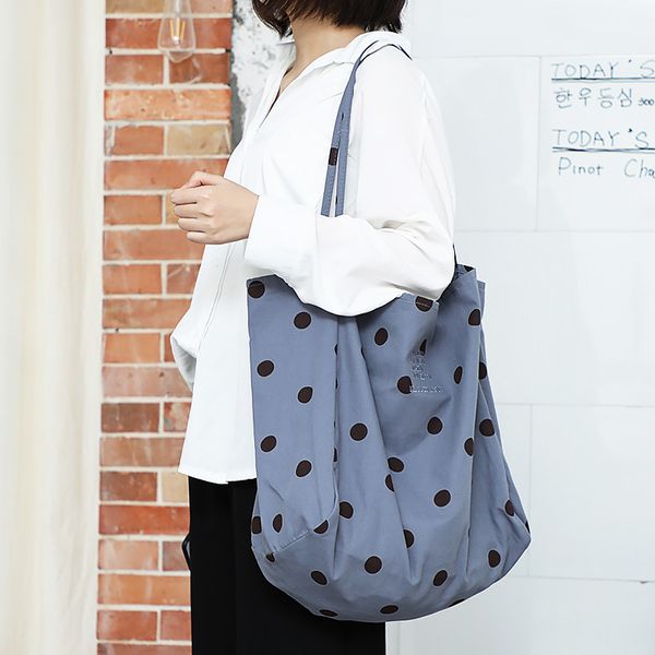 

women ladies simple shoulder bag fashion casual canvas girls bag large capacity tote dot printing