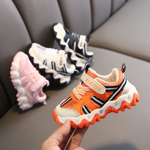 

children's autumn 2020 single net boy soft bottom daddy girls wave bottom breathable leisure net tide sports shoes sports shoes, Black