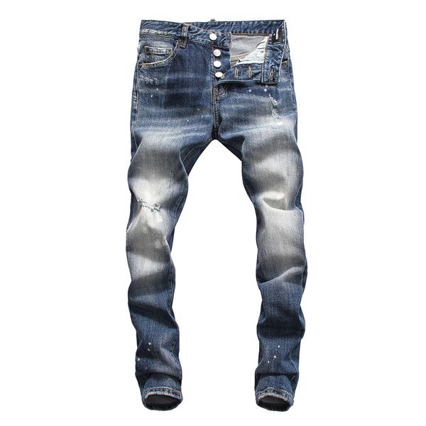 

trendy brand men's designer jeans trousers slim jeans street bike printing motorcycle jogger men's jeans pencil pants, Blue