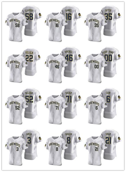 

milwaukee brewers men women youth 8 ryan braun 22 christian yelich 18 keston hiura authentic home baseball jersey, Black