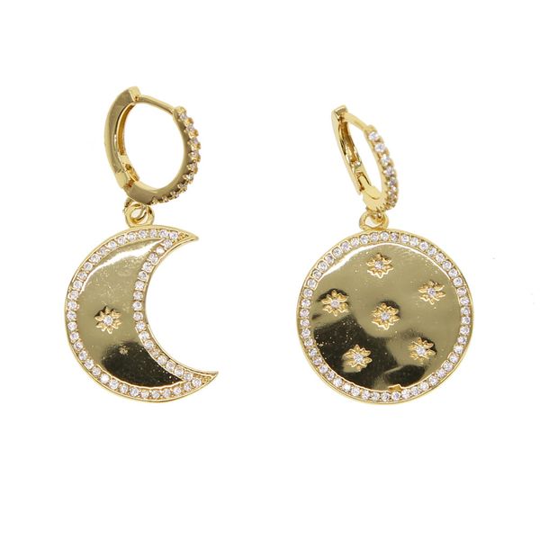

gold plated starburst northstar dangle earring sparking inset lovely charming star design gorgeous european jewelry, Golden;silver