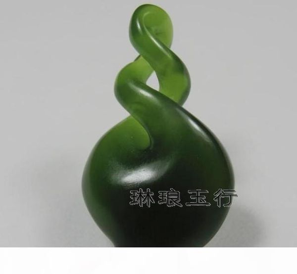 

1pc natural green nephrite jade double twist pendant maori pounamu greenstone, Silver