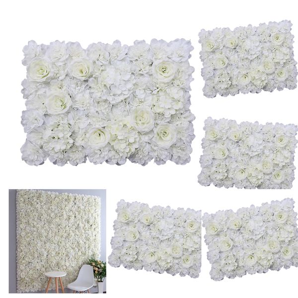 

5x decorative flower panels artificial flowers backyard wall decor white