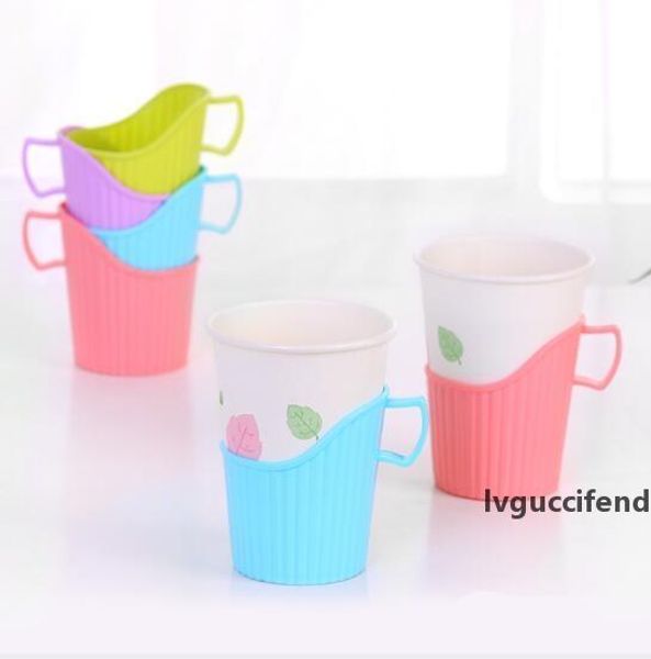 

disposable paper cup holder plastic anti - heat insulation cup sleeve