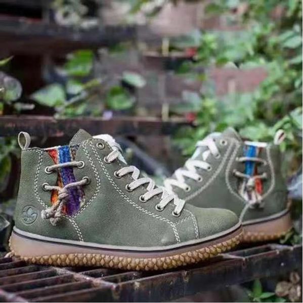 

2020 new winter women boots flat heel plush snow boots fashion thicken warm lace up ladys ankle zapatos de mujer, Black