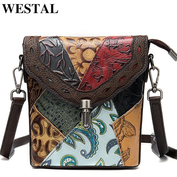 

westal women's bags genuine leather vintage women's shoulder bags small bag for women handbags bohemian messenger/crossbody