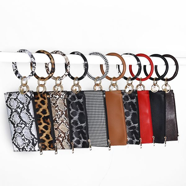 

fashion multiful key ring phone wallet pu leather o key ring with matching wristlet bag jewelry, Silver