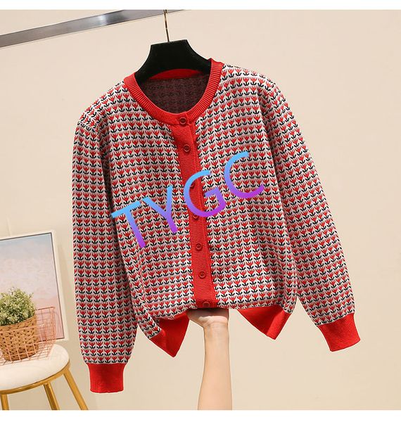 

knitted sweater woollen sweater woolly high end jacquard cradigan single breasted loose long sleeve crew-neck women's wear, White;black