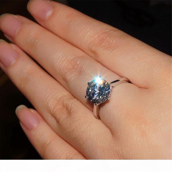 

luxury 4 carat nscd synthetic simulated diamond ring for women 925 sterling silver engagement rings sona diamond wedding ring, Slivery;golden