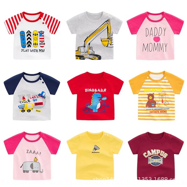 

ofzc6 girls short-sleeved 2019 new baby sportswear summer boy short t- fashionable t-shirt children's clothing children's wear bas, Blue