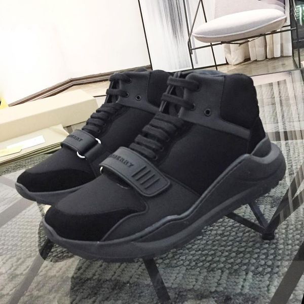 

2021 breathable mens boots autumn and winter fashion shoes vintage check cotton sneakers scarpe sportive da uomo sports high luxury men, Black