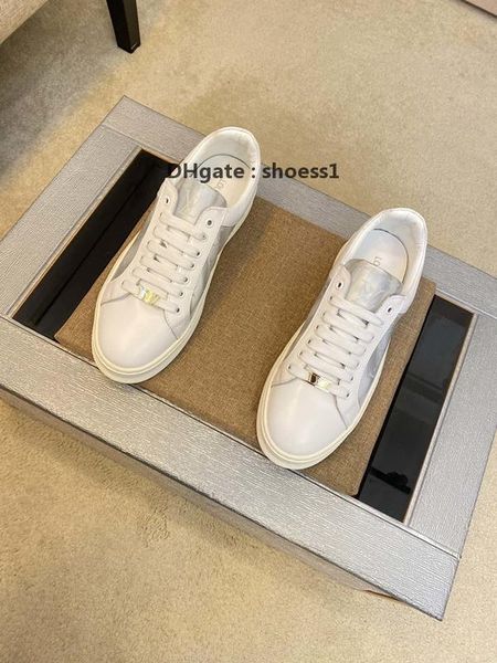 

2021-2020x high -end men 's embroidered printed casual shoes comfortable breathable leather classic sneakers lace -up low -shoes, Black