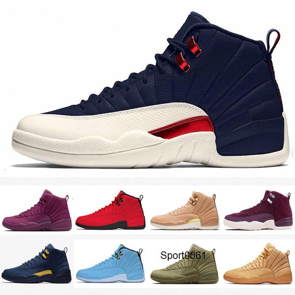 

jumpman 12 12s fiba cny bumblebee kids basketball shoes reverse taxi game royal blue gym red wings grey men sports sneakers trainers, Black