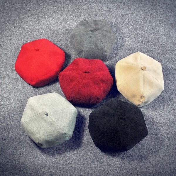 

new korean fashion woolen cloth painter korean pumpkin painter octagonal beret octagonal hat hat ladies beret, Blue;gray