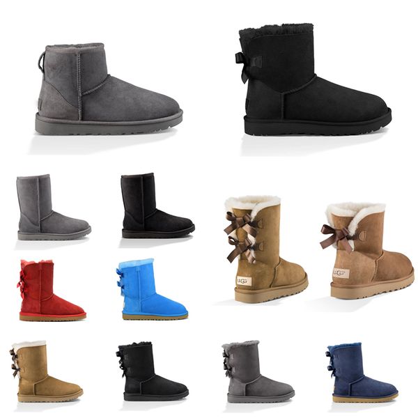 

2020 classic australian wgg snow boots for fashion women designer mini ankle short bow winter boot ladies girls womens luxury booties 36-41, Black
