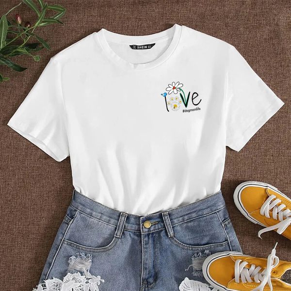

Creative Woman Designer T-shirt Nature Lover Birds Twitter Fragrance of Flowers Fresh Printting Girl Show Clean Energetic T005X001