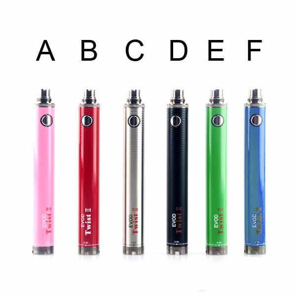 

новый evod twist ii 2 vv батареи 1600mah батареи переменного напряжения 3,3в-4,8в эго скрутить ecigs батареи ee2006 xpnvi