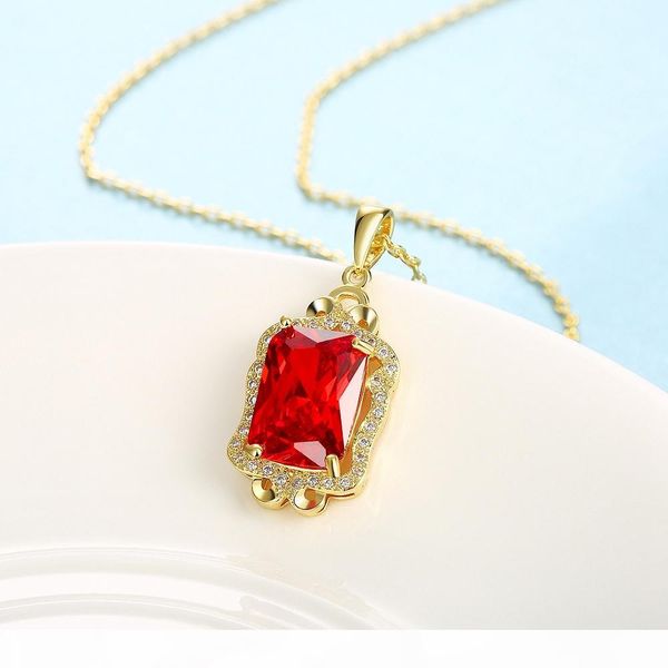 

2.0ct princess cut womens pendant necklace chain ruby square accessories solid jewerly for every ocassion, Silver