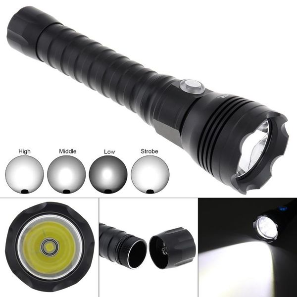 

flashlights torches waterproof 4000 lumens xhp70.2 led black underwater 100m diving with 4 modes light for professional