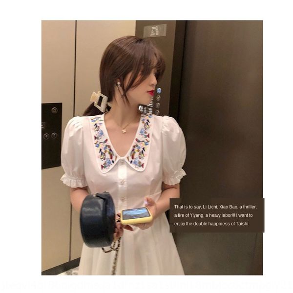 

bubble sleeve women's summer 2020 new light mature style dress elegant waist slimming french aline dress fashion, Black;gray
