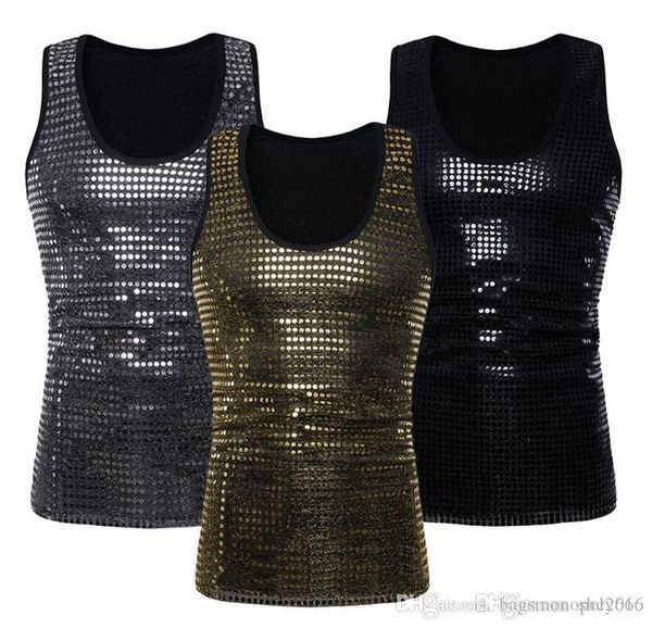 

bling-bling straps vest for nightclubs cocktail party dancing costumes men's charming performance vest slimming summer sports outf, Black
