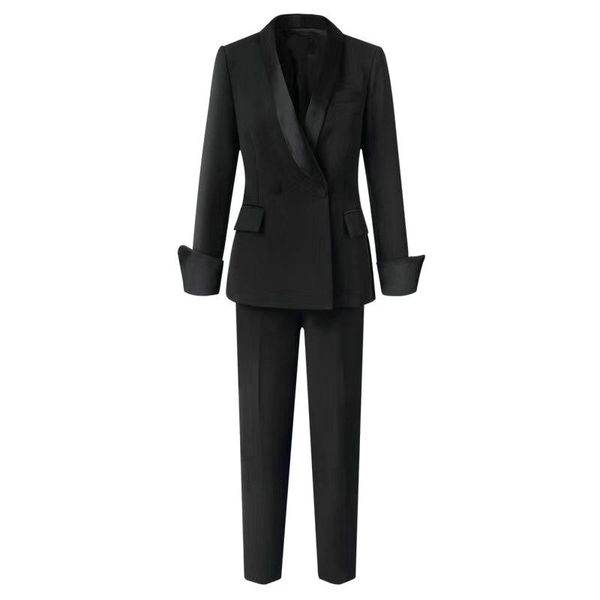 

new 2020 spring autumn fashion women's business pants suits notched blazer jacket & pant office wear women suits female sets, White