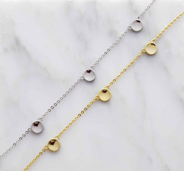 

925 sterling silver thin italy chain delicate dainty small round dots link chain young girl gift polished plain silver necklace