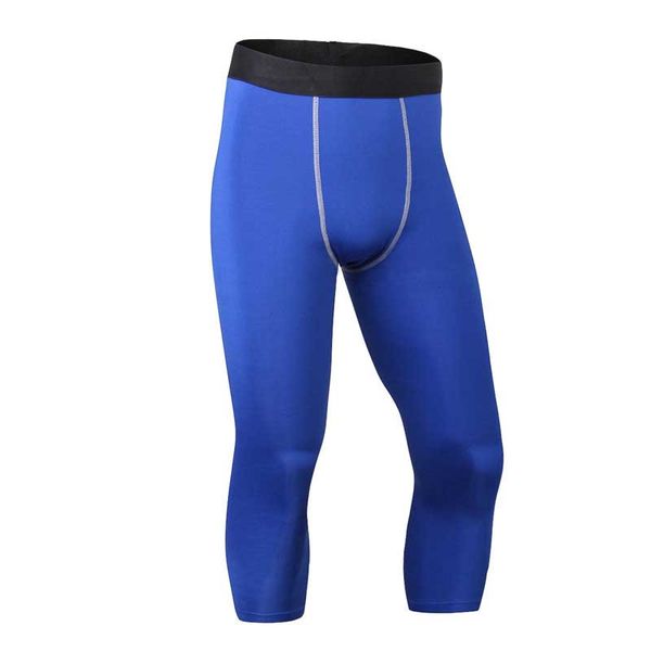 

2020 men running tights gym capri compress legging pant bodybuilding yoga exercise fitness workout clothing exercise sport 1050, Black;blue