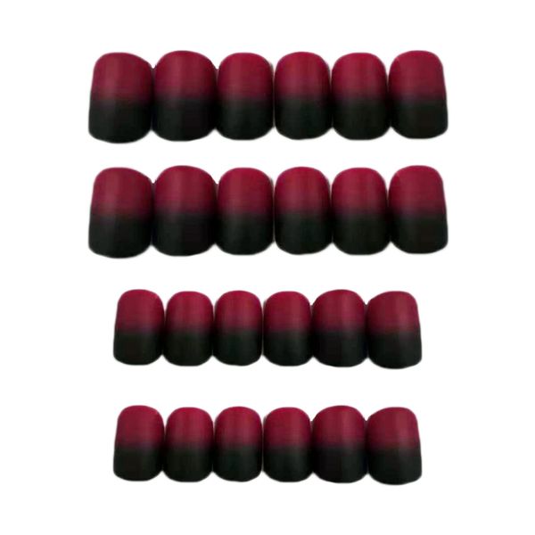 

24pcs simple gardient red black short length square full cover matte false nails for women girls