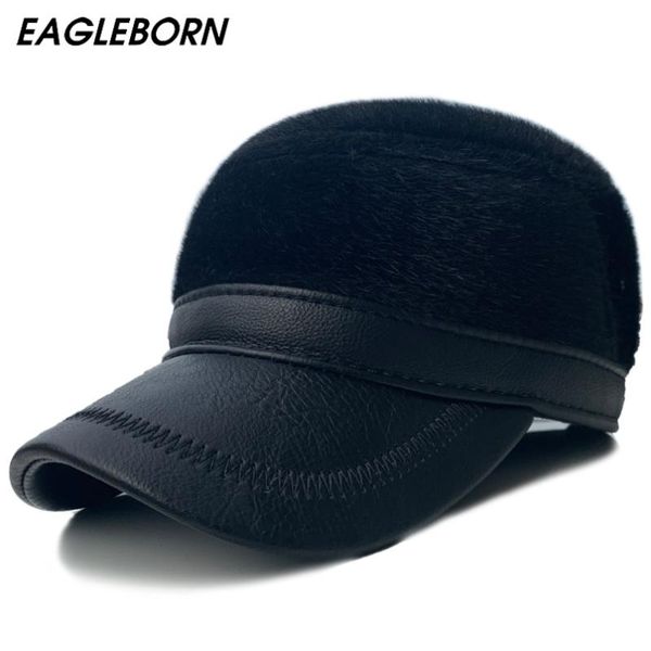 

eagleborn leather men army cap black hat artificial hair limited edition, Blue;gray