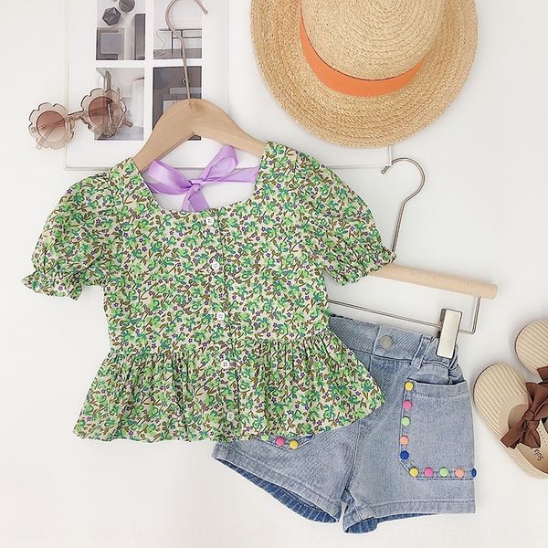 

girls summer new 2020 korean style t-shirt western style children's t-shirt short-sleeved children's floral fashion, White;black