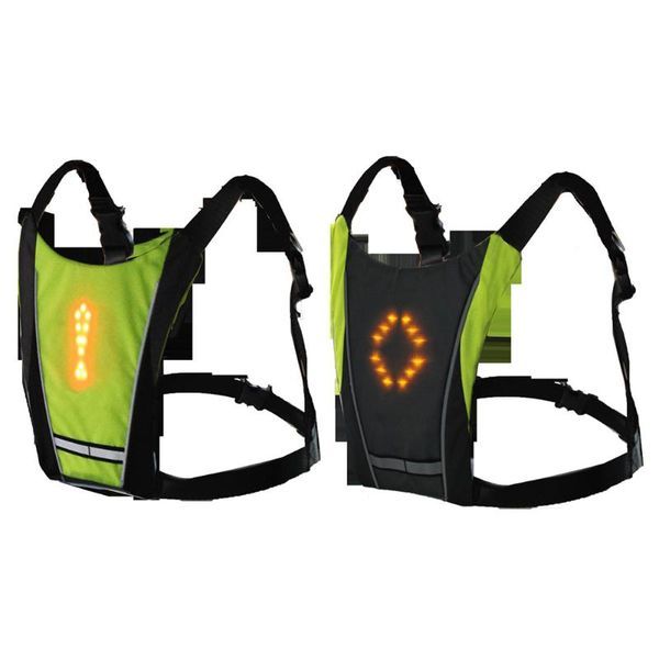 

creativity led wireless safety turn signal light safety vest for bicycle riding night running walking warning light glowing vest, Black
