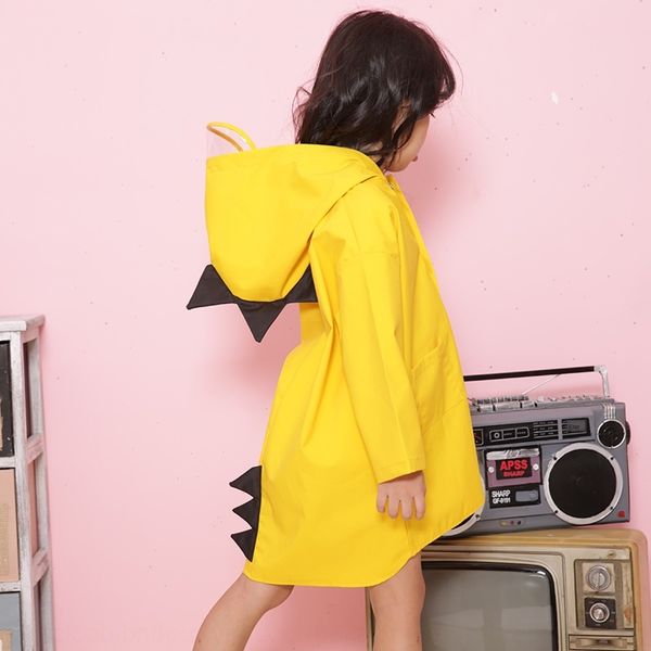

little dinosaur children's raincoat cloak cloak boysand girlskindergarten baby 0-1-3 grade kids 2-9 years old poncho thick, Black