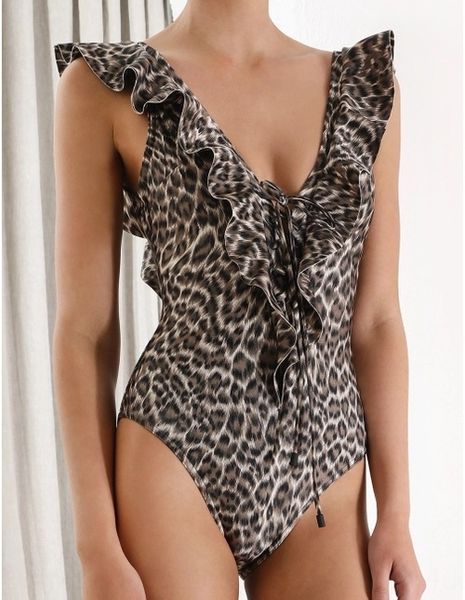 

leopard 2020 one-piece swimsuit hollow-out flying edge black swimsuit bikini eye one-piece bikini, White;black