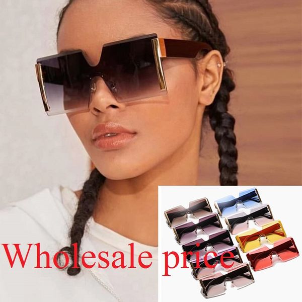 

wholesale womens sunglasses brand design oversized sun glasses women men frameless one piece square shades yellow trend eyewear, White;black