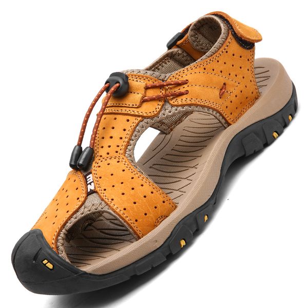 

cuero luxury walking outdoor sandal man italian footwear in para de for 39 sandales sandalias sandalia slippers rubber shoe big, Black