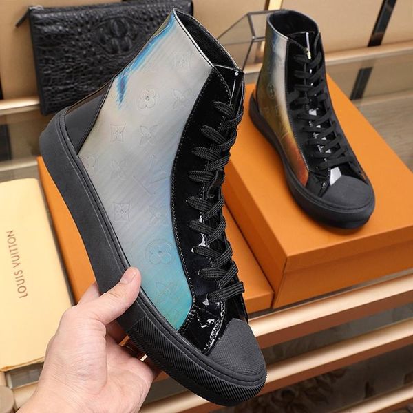 

new arrival tattoo sneaker boot mens shoes outdoor walking shoes high lace -up sports casual men boots fashion classic style sneakers, Black