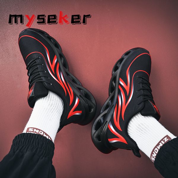 

hundunsnake summer chaussure homme outdoor men running shoes walk red gym shoe men sports women sneakers sport shoes a7, Black